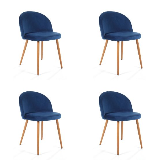 4 x Baršunasta tapecirana stolica SJ.075 Plava