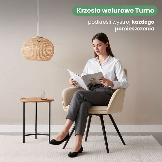 4x Baršunasta rotirajuća stolica s prošivanjem Bež TURNO Crne noge