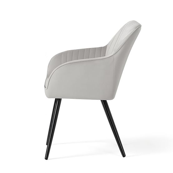 4x Baršunasta tapecirana stolica s prošivom Siva FLORENCE Crne noge