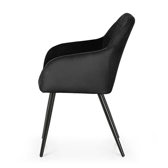 4x Tapecirana stolica s kvadratnim prošivima Crna LUXANO Crne noge