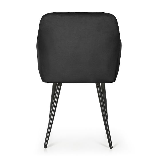 4x Tapecirana stolica s kvadratnim prošivima Crna LUXANO Crne noge