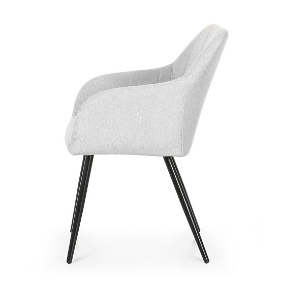 4x Tapecirana stolica s kvadratnim prošivima Svijetlo Siva LUXANO Crne noge tkanina Lumos