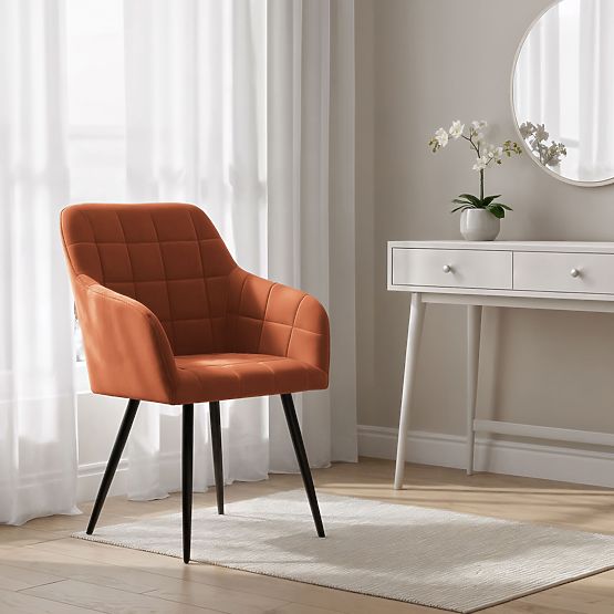 4x Tapecirana stolica s kvadratnim prošivom Bakrena LUXANO Crne noge