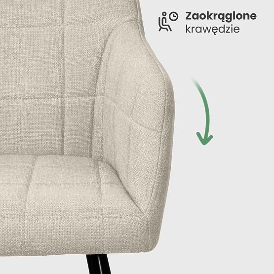 4x Tapecirana stolica s kvadratnim prošivom Bež LUXANO Crne noge tkanina Lumos