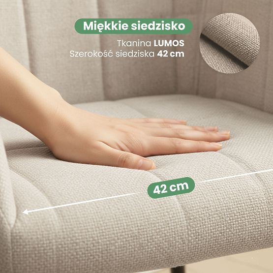 4x Tapecirana stolica s kvadratnim prošivom Bež LUXANO Crne noge tkanina Lumos