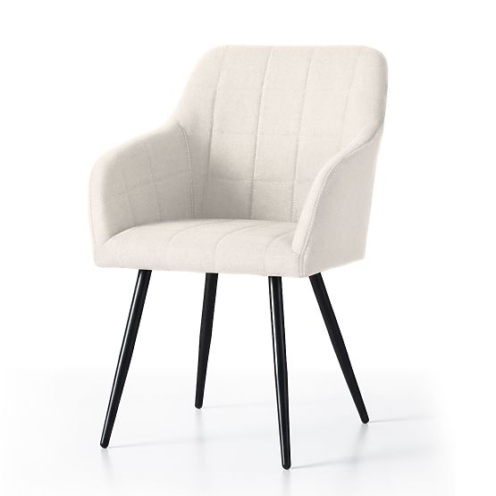 4x Tapecirana stolica s kvadratnim prošivom Krem LUXANO Crne noge tkanina Lumos