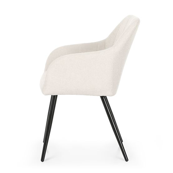 4x Tapecirana stolica s kvadratnim prošivom Krem LUXANO Crne noge tkanina Lumos