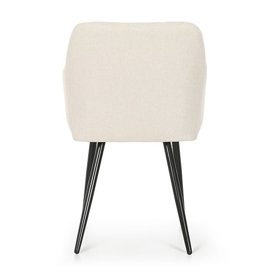 4x Tapecirana stolica s kvadratnim prošivom Krem LUXANO Crne noge tkanina Lumos