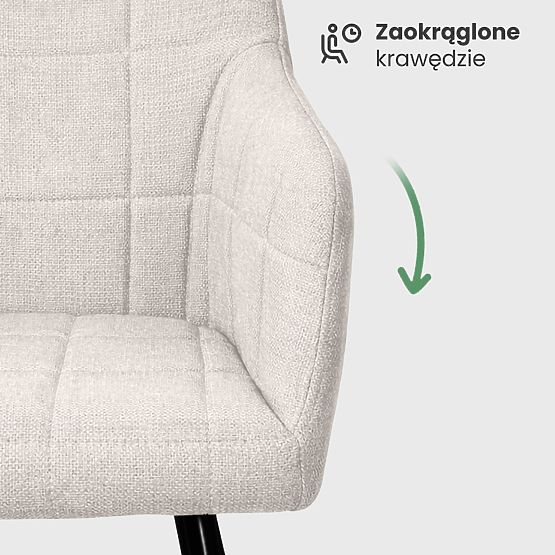 4x Tapecirana stolica s kvadratnim prošivom Krem LUXANO Crne noge tkanina Lumos