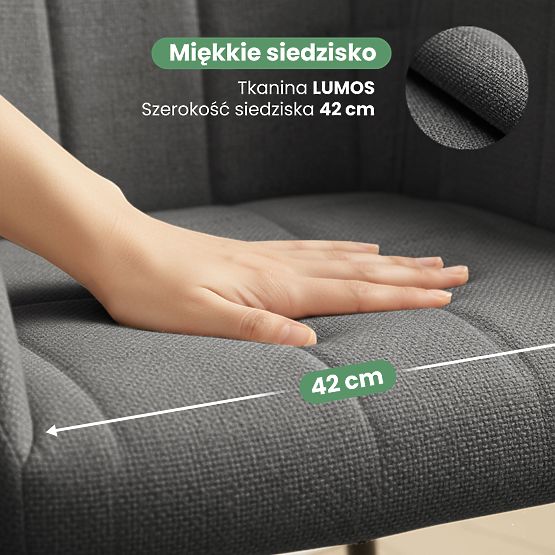 4x Tapecirana stolica s kvadratnim prošivom Tamni Grafit LUXANO Crne noge tkanina Lumos