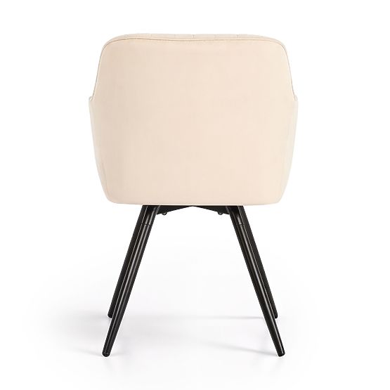 6x Baršunasta okretna stolica s prošivanjem Bež TURNO Crne noge