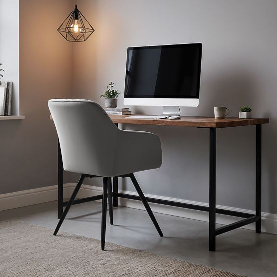 6x Baršunasta okretna stolica s prošivom Siva TURNO Crne noge