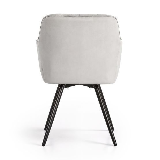 6x Baršunasta okretna stolica s prošivom Siva TURNO Crne noge