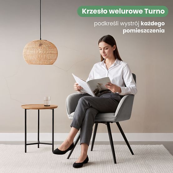 6x Baršunasta okretna stolica s prošivom Siva TURNO Crne noge