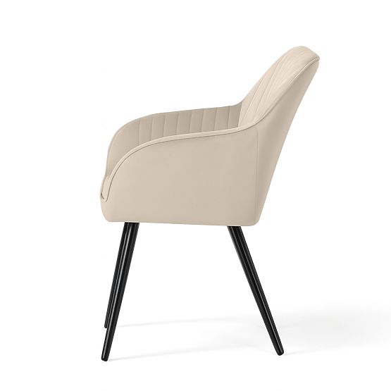 6x Baršunasta tapecirana stolica s prošivanjem Bež FLORENCE Crne noge