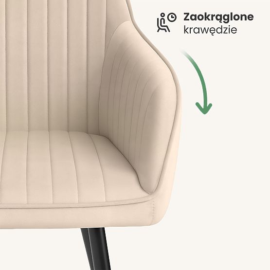 6x Baršunasta tapecirana stolica s prošivanjem Bež FLORENCE Crne noge