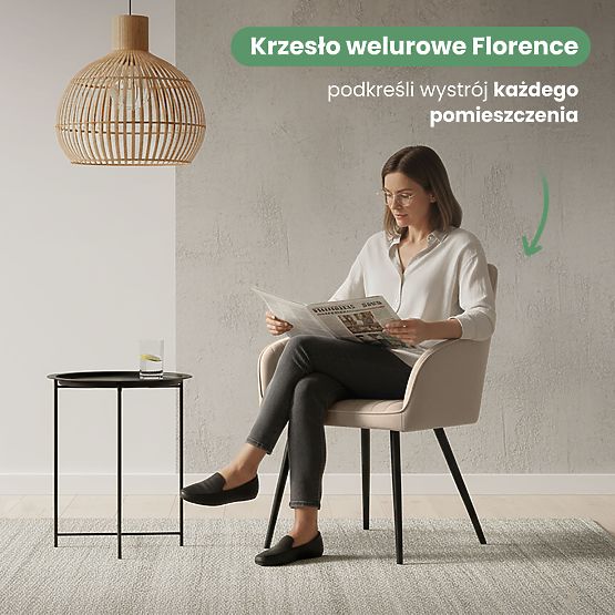 6x Baršunasta tapecirana stolica s prošivanjem Bež FLORENCE Crne noge