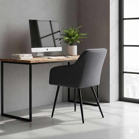 6x Baršunasta tapecirana stolica s prošivanjem Tamni Grafit FLORENCE Crne noge