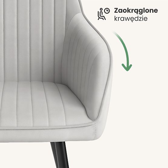 6x Baršunasta tapecirana stolica s prošivom Siva FLORENCE Crne noge