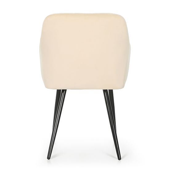 6x Tapecirana stolica s kvadratnim prošivanjem Bež LUXANO Crne noge