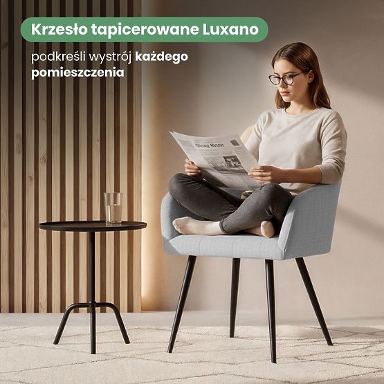 6x Tapecirana stolica s kvadratnim prošivima Svijetlosiva LUXANO Crne noge tkanina Lumos