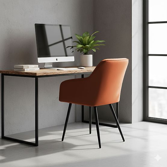 6x Tapecirana stolica s kvadratnim prošivom Bakrena LUXANO Crne noge