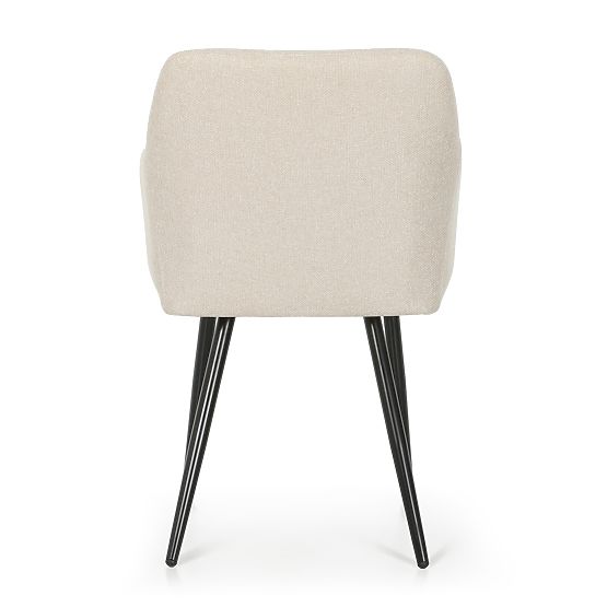 6x Tapecirana stolica s kvadratnim prošivom Bež LUXANO Crne noge tkanina Lumos