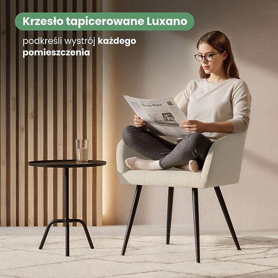 6x Tapecirana stolica s kvadratnim prošivom Bež LUXANO Crne noge tkanina Lumos