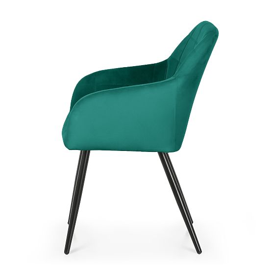 6x Tapecirana stolica s kvadratnim prošivom Bočica Zelena LUXANO Crne noge