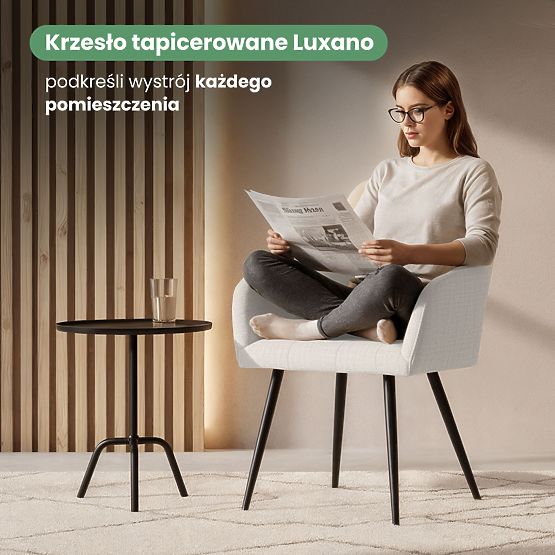 6x Tapecirana stolica s kvadratnim prošivom Krem LUXANO Crne noge tkanina Lumos