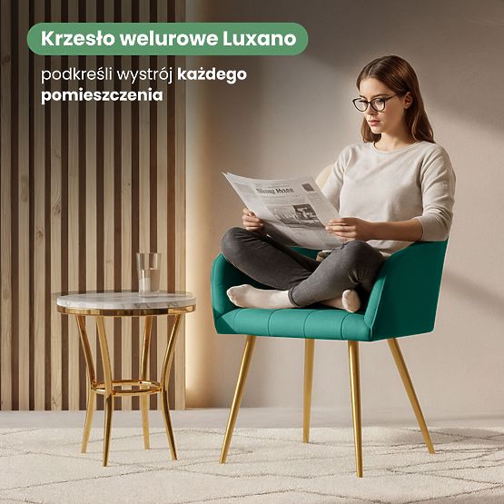 6x Tapecirana stolica s kvadratnim prošivom Smaragdno Zelena LUXANO Zlatne noge