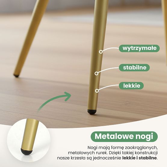 6x Tapecirana stolica s kvadratnim prošivom Smaragdno Zelena LUXANO Zlatne noge