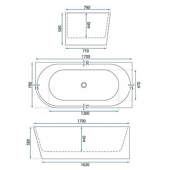 Akrilna Kutna Kada BELLANTO SLIM 170 Desna