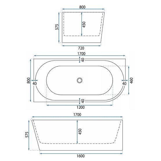 Akrilna Kutna Kada WENUS LIJEVA 170
