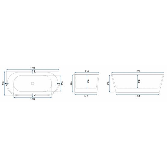 Akrilna zidna kada OLIMPIA 170 cm
