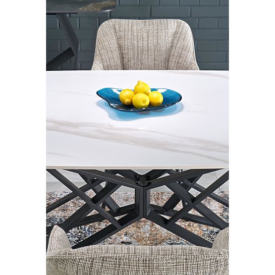 ALFREDO proširivi stol, bijeli mramor / crni (2p=1ks)