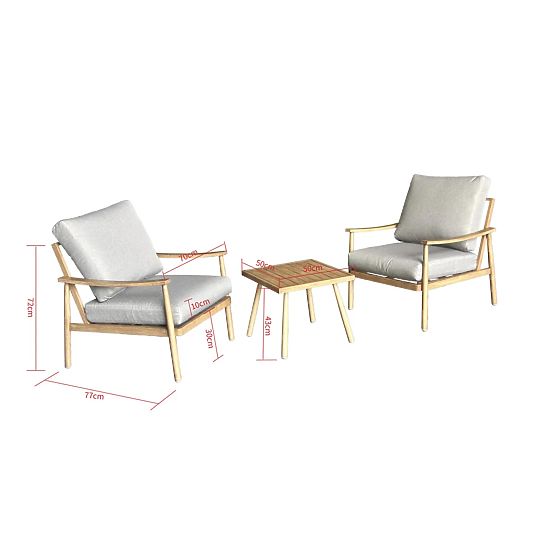Aluminijski balkon set (2 fotelje + stolić) SERANO