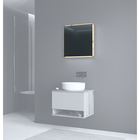 AVIOLA Ogledalo 60 cm + LED hrast artisan (1p=1ks)