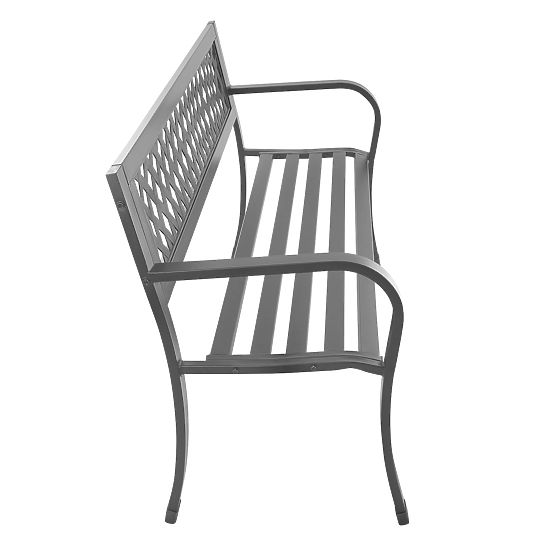 Ažurna vrtna klupa s naslonom parkovska za terasu balkon metalna konstrukcija grafitna