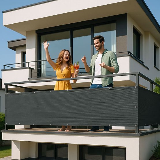 Balkonska tenda s okovima 100x700 cm zasjenjujuća mreža + instalacijski elementi siva MultiGarden