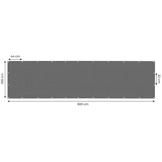 Balkonska tenda s okovom 100x500 cm zasjenjujuća mreža + instalacijski elementi siva MultiGarden