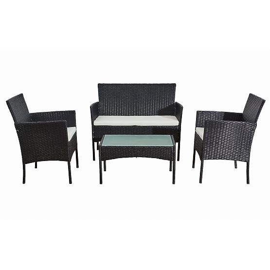 Balkonski set od tehno ratana (Sofa + 2 x fotelja + stol) COMODO crna