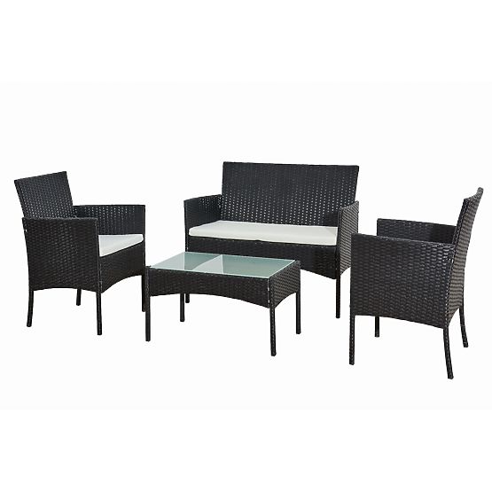 Balkonski set od tehno ratana (Sofa + 2 x fotelja + stol) COMODO crna