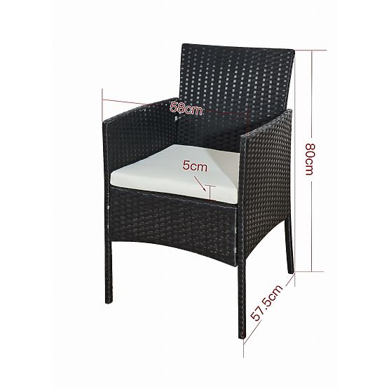 Balkonski set od tehno ratana (Sofa + 2 x fotelja + stol) COMODO crna