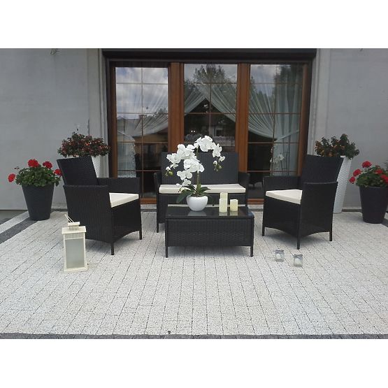 Balkonski set od tehno ratana (Sofa + 2 x fotelja + stol) COMODO crna