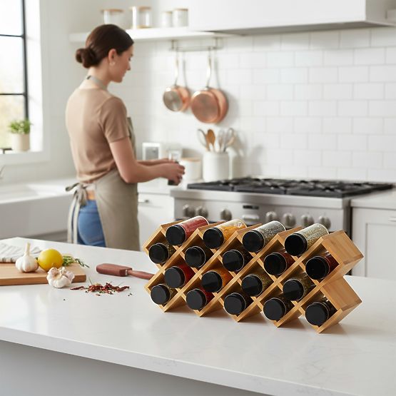 Bambusov stalak za začine KOCHEN 18 staklenki