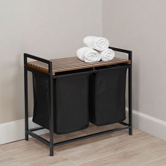 Bambusova košara za rublje HANOI BLACK CRNA