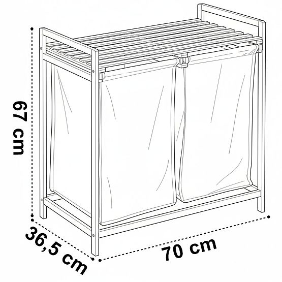 Bambusova košara za rublje ili igračke HANOI 2 pretinca