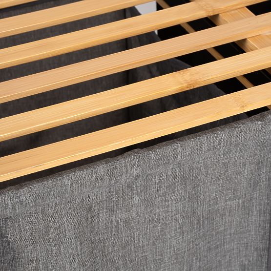 bambusova košara za rublje ili igračke HANOI BLACK 2 pretinca DUO BOJA