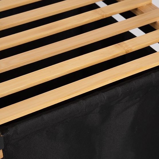 bambusova košara za rublje ili igračke HANOI BLACK 2 pretinca DUO BOJA